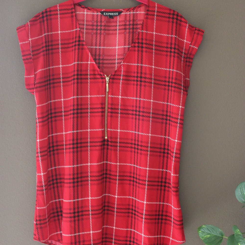 Express Plaid Blouse Tank